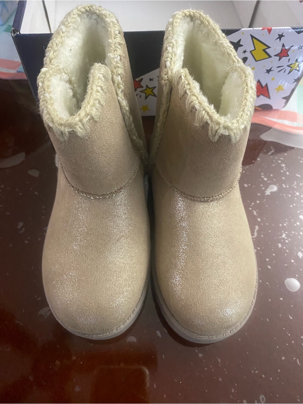 Kids Beige Faux Fur Winter Boots